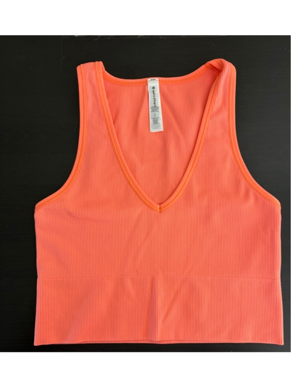 ATHLETA Aurora Seamless Crop Rib Tank Bright Coral Size S
